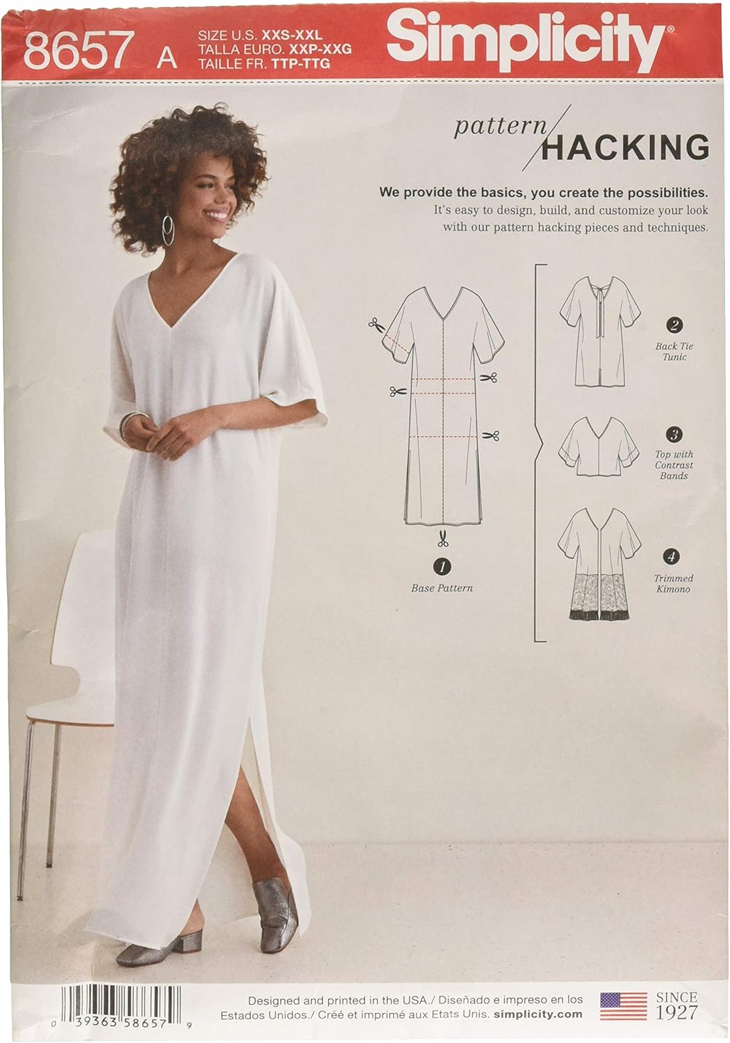 Simplicity Women’s Caftan with Options for Design Hacking Sewing Pattern, Paper, White, XXS/XS/S/M/L/XL/XXL