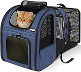 Pecute Cat Carrier Dog Backpack Expandable Portable Breathable Rucksack Blue