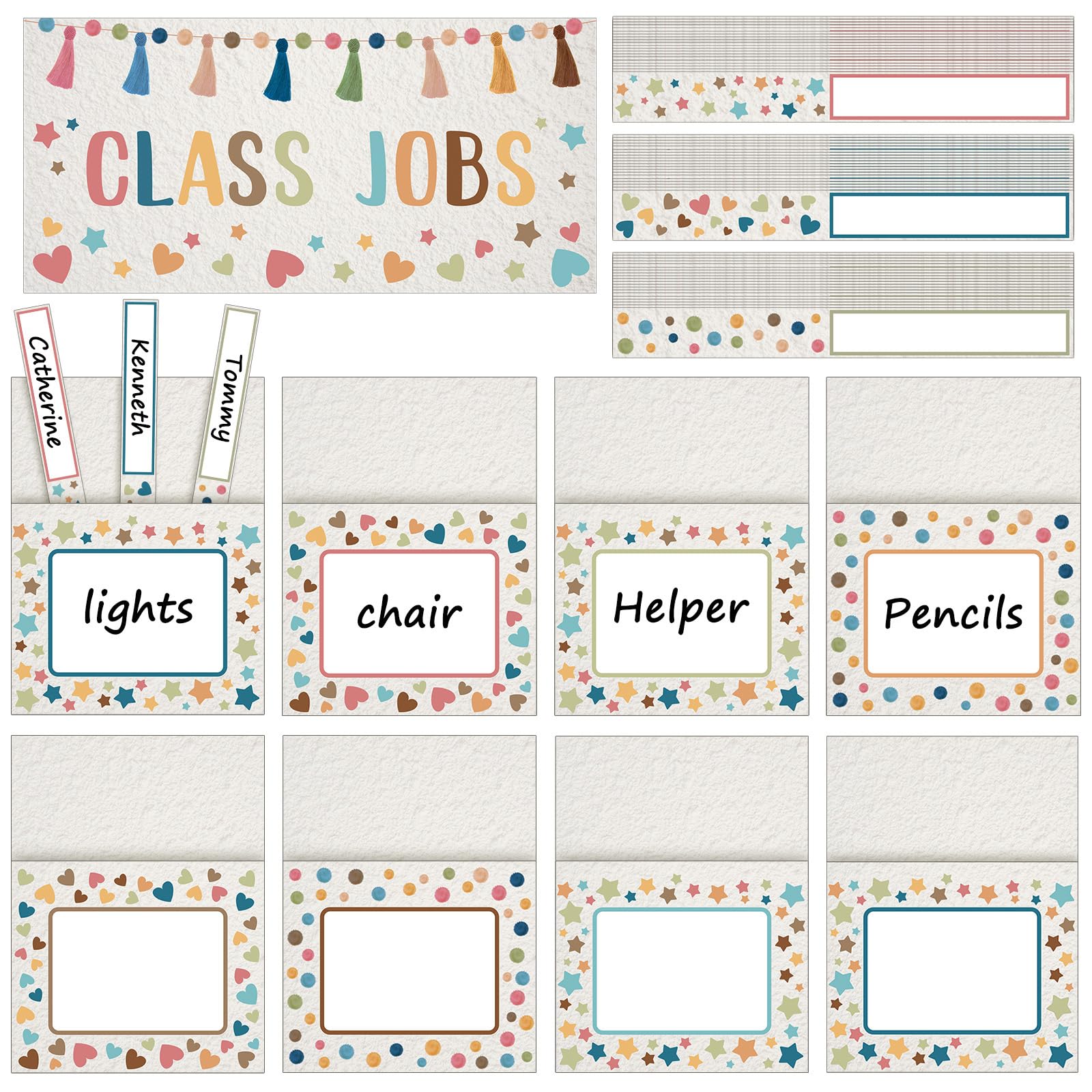 Zonon Class Jobs Bulletin Board Colorful Class Jobs Pocket Chart Set ...