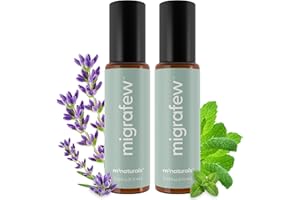 M3 NATURALS MigraFew Aromatherapy Migraine Roll On | Compact Headache Relief with Cooling Metal Roller for Head Tension and Pressure, Made with Peppermint, Spearmint and Lavender Essential Oils (Pack of 2)