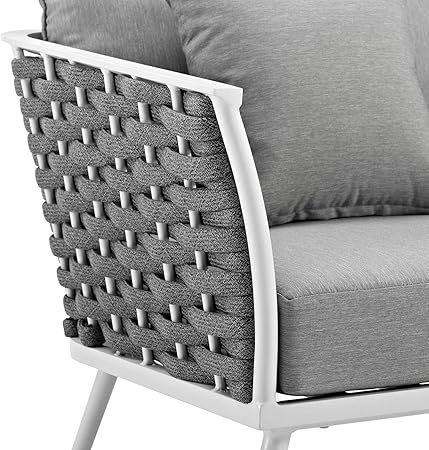 Amazon Com Modway Stance Outdoor Patio Woven Rope Arm Chair In White Gray Industrial Scientific