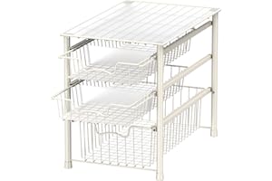 Simple Houseware Stackable 3 Tier Sliding Basket Organizer Drawer, White