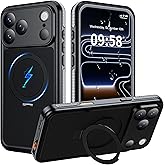 ANTSHARE Magnetic for iPhone 17 Pro Max Case Waterproof, Built in Screen Protector [Compatible with MagSafe] [Invisible Stand] [IP68 Underwater], Full Body Protection Phone Case 6.9'', Black
