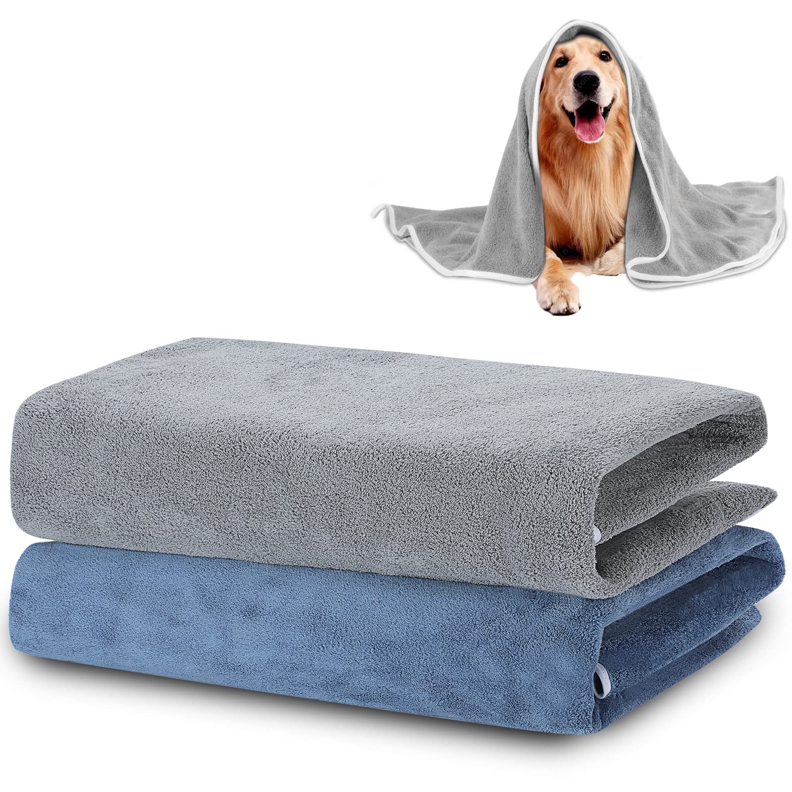 TAIYUNWEI Super Absorbent 100x70cm Micofiber Pet Towels - Fast Drying - Super Soft - Premium Puppy Towels - Machine Washing&Drying - Set of 2 - Great for Dogs Cats other Pets