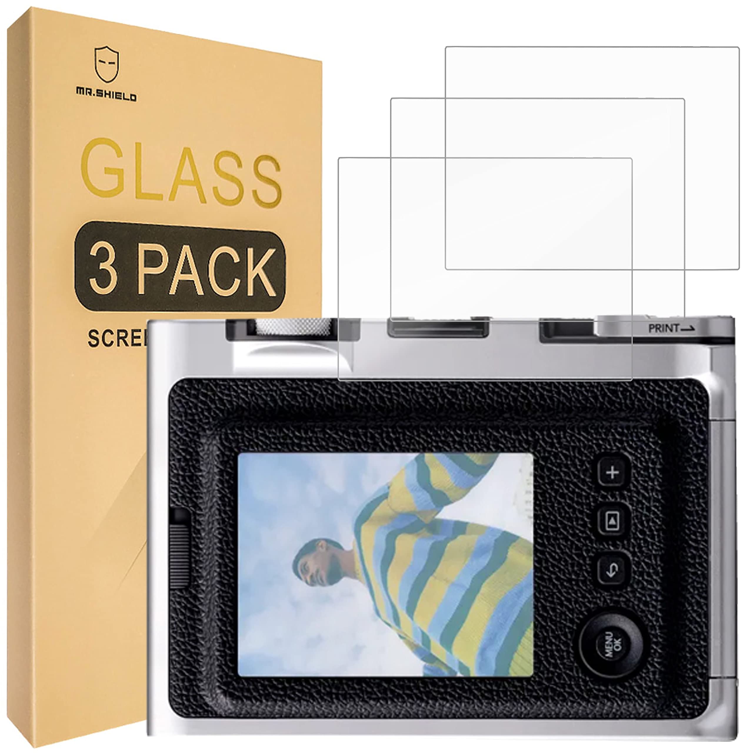 Mr.Shield Screen Protector For Fujifilm Instax Mini Evo and X-PRO1 Camera [Tempered Glass] [9H Hardness] [3-Pack] Screen Protector