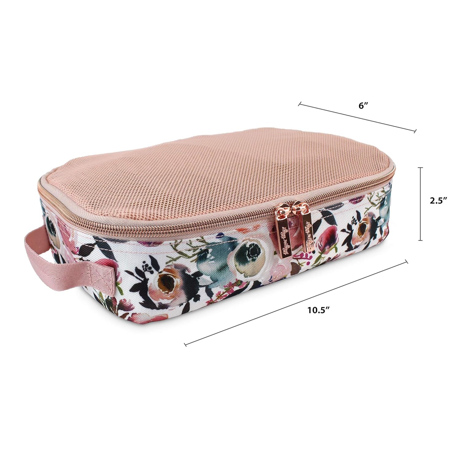 Itzy Ritzy Packing Cubes – Set of 3 Packing Cubes or Travel Organizers; Each Cube Features a Mesh Top, Double Zippers and a Fabric Handle; Blush : Baby
