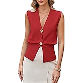 GUOLEZEEV Womens Sweater Vest Button Up V Neck Knit Vest Tops Sleeveless Cardigan Sweaters Tank Top