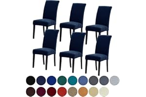 Howhic Stretch Chair Covers for Dining Room Set of 6, Removable Washable Dining Room Chair Covers, Dining Chair Slipcovers Seat Protector, Great Home Decor and Banquet Upholstery (Navy, 6 Pack)