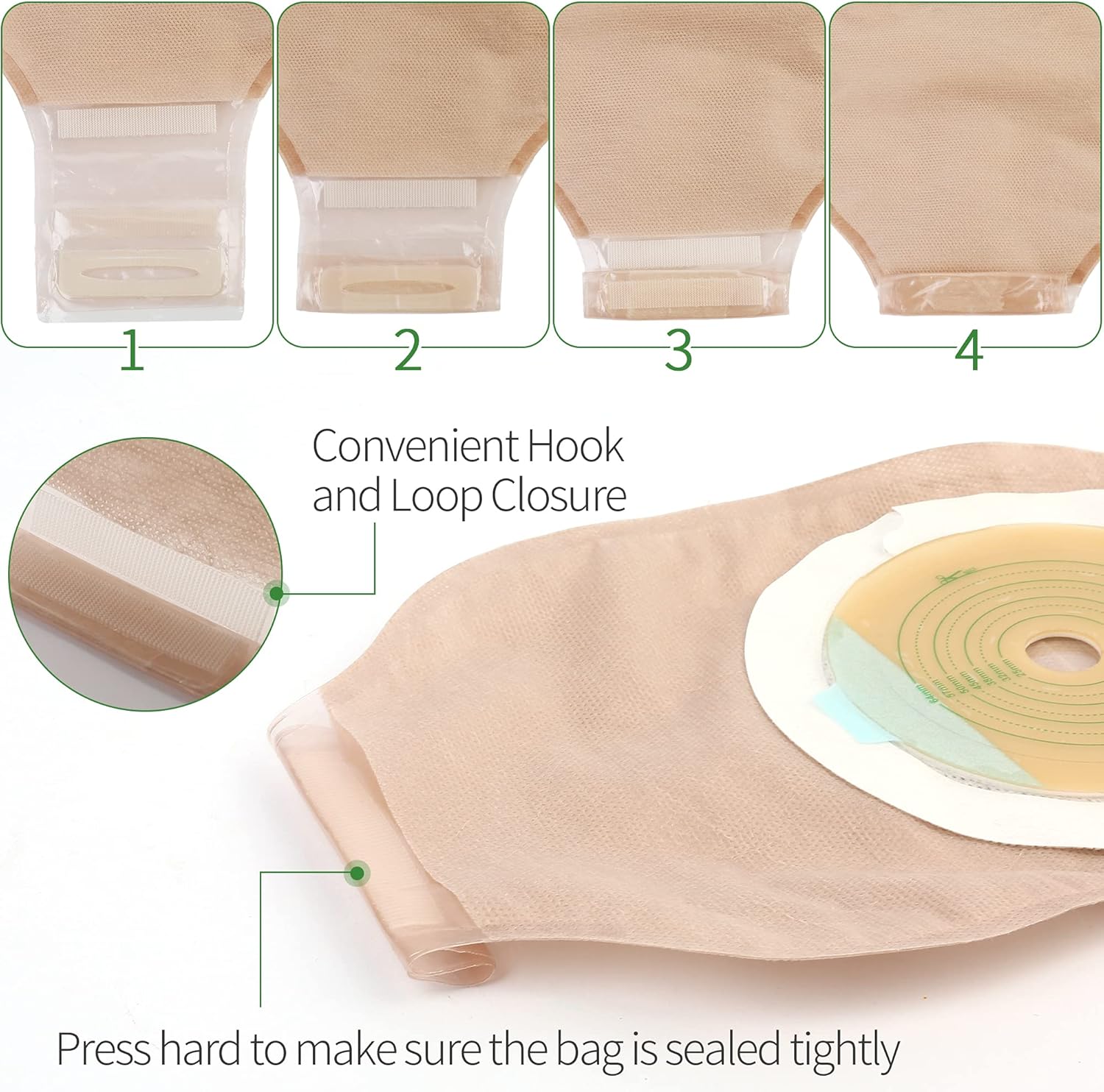 LotFancy 10 PCS Colostomy Bag, Ostomy Supplies, One Piece Drainable Pouches with Hook and Loop Closure,for Ostomy Colostomy Ileostomy Stoma Care, Cut-to-Fit (Max 64mm): Health & Personal Care