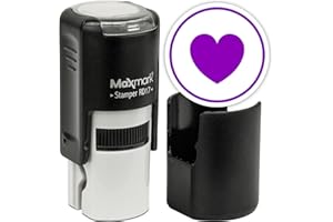 MaxMark Round Self Inking Emoji Stamp - Heart - Purple Ink