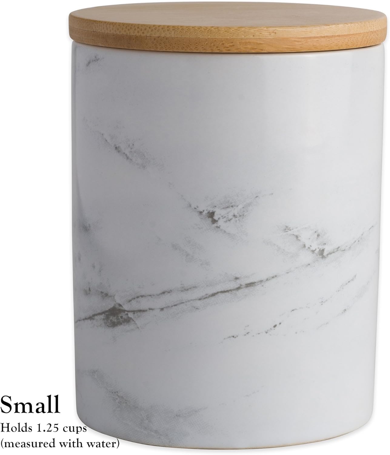 DII CAMZ38970 3-Piece Modern Ceramic Kitchen Canister with Airtight Bamboo Lid for Food Storage, (Assorted Sizes: 4.5x4.5x5.5, 4x4x4.5”, 3x3x4”), White Marble: Home & Kitchen