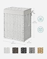 SONGMICS Handwoven Laundry Basket 90L White with Lid and Handles LCB51WT view 7