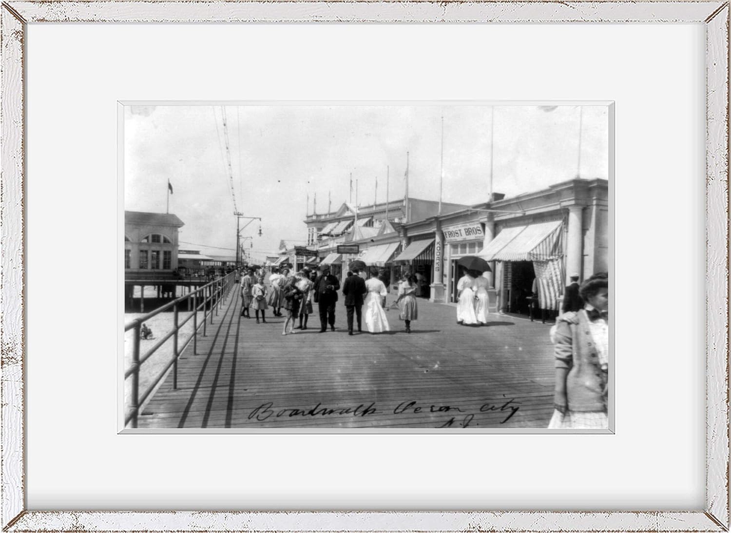 Photographs - INFINITE PHOTOGRAPHS Photo: Boardwalk,Piers,Wharves,Ocean City,New Jersey,NJ,c1908,Frost Brothers,Bros