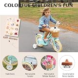 Glerc 12 Inch Kids Bike Mint Green with Basket Stabilisers Bell 3-5 Years view 4
