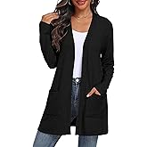 QIXING Women's Sweater Cardigan Open Front Lightweight Cardigan Long Sleeve Cardigans with Pockets