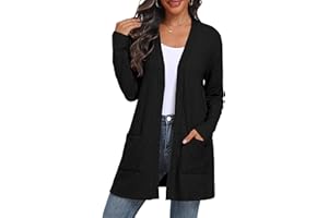 Qixing Women's Sweater Cardigan Open Front Lightweight Cardigan Long Sleeve Cardigans with Pockets