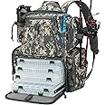 Piscifun Fishing Tackle Backpack with 4 Trays, Large Outdoor Storage Tackle Bag with Protective Rain Cover for Fishing Gear