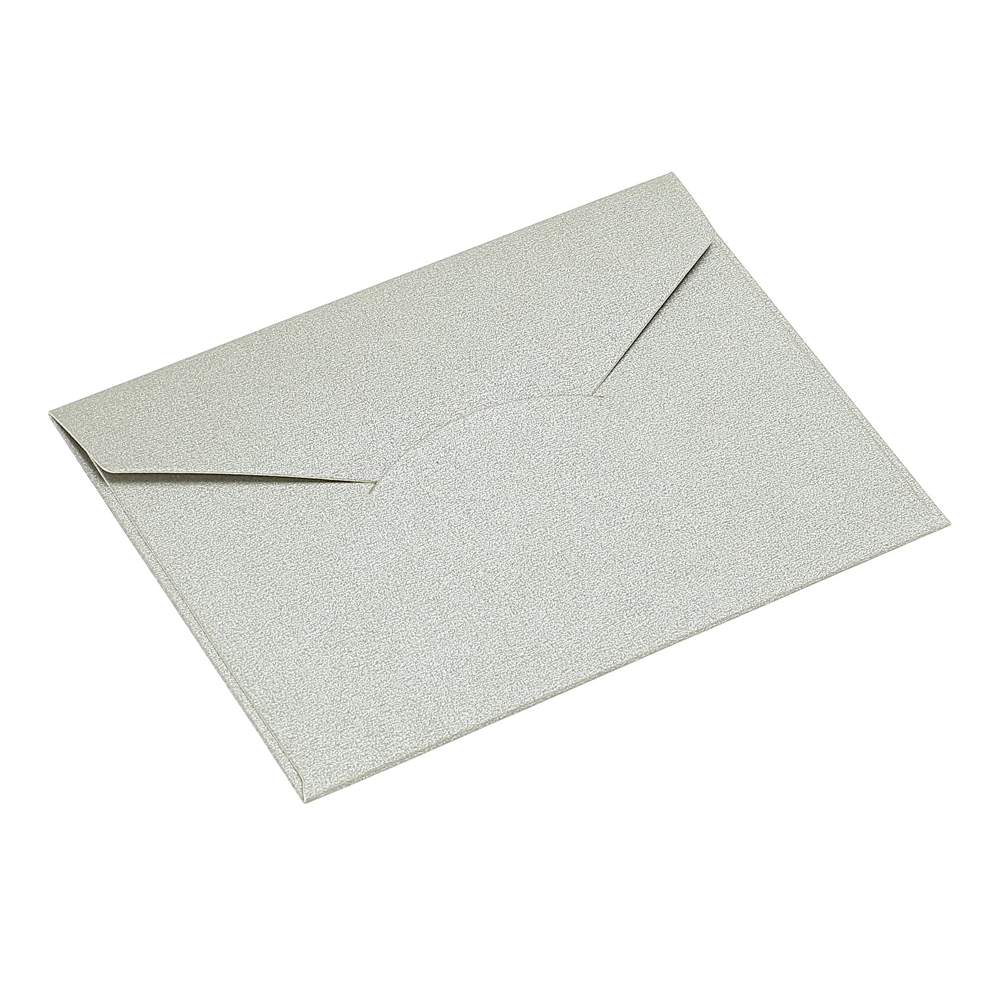 PATIKIL V Flap Envelopes, 50 Pack Colorful Invitation Envelope for Business Wedding Birthday, Silver