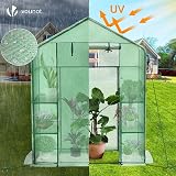VOUNOT Walk In Greenhouse with Shelves Green 143x73x195cm Portable view 4