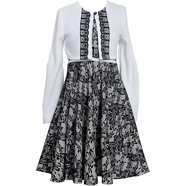 Amazon.com: Bonnie Jean Big Girls Bonded Lace Fit and Flare Dress Cardigan  Sweater (8, Ivory): Clothing, Shoes & Jewelry