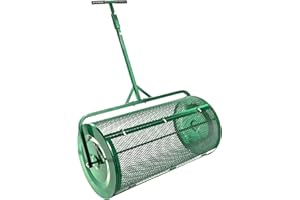 Landzie Lawn & Garden Spreaders - 36 Inch Heavy Duty Metal Mesh Basket Push/Tow Spreader - Compost, Peat Moss, Top Soil, Mulch - Durable Lightweight Multi-Purpose Yard Care Equipment - Manure Spreader