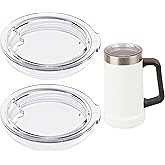 LUVCOSY 2PCs Cup Lids for Stanley 24oz Stay-Chill Beer Stein/Insulated Stainless Steel Party Mug, Transparent Replacement Cup Lids with Sealing Silicone Ring, Drinking Cup Covers (Mug NOT Included)