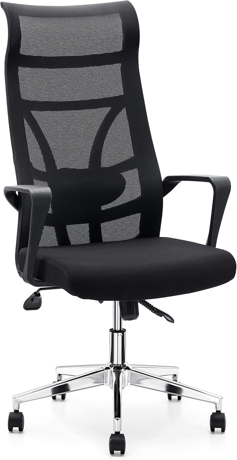 Allguest Ergonomic Office High Back Elastic Mesh Chair – Black Premium Quality High with Adjustable Lumbar Support -Back Office Chair – High-Density Foam Cover Chair: Kitchen & Dining