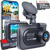 ROVE R2-4K Dual Dash Cam Front and Rear, STARVIS 2 Sensor, Free 128GB Card | 4K Upscaled Front + FHD Rear Recording, 5.8GHz WiFi, 20MB/s Download Speed, App, GPS, 3" IPS, 24Hr Parking Mode, Night Vision