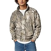 MSBESYOR Mens Camo Quarter Zip Pullover Oversized Fleece Camouflage Print Sweatshirt Polo Long Sleeve Hunting Sweater