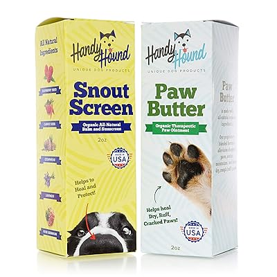 Handy Hound Bundle | Paw Butter | SnoutScreen | All-Natural Butters, Wax, at Balm para sa Iyong Mga Aso Nose at Paw na may Likas na Aso Sunscreen | May kasamang Magagandang Aso na Themed Gift Bag