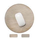 RENMTURE Alfombrilla para mouse, de piel de microfibra, alfombrilla de mouse de cuero, doble cubierta, con borde cosido, antideslizante y impermeable, alfombrilla de mouse redonda para computadoras
