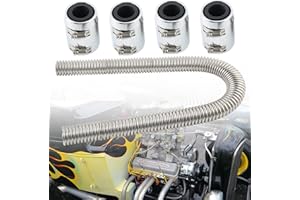 BAGARAATAN Universal 48" Flexible Radiator Hose Stainless Steel Universal Water Hoses Adapter Coolant Radiator Hose Kit Could be Used with 1-1/4", 1-1/2", 1-3/4" or 1-5/8" Radiator Necks(Silver)