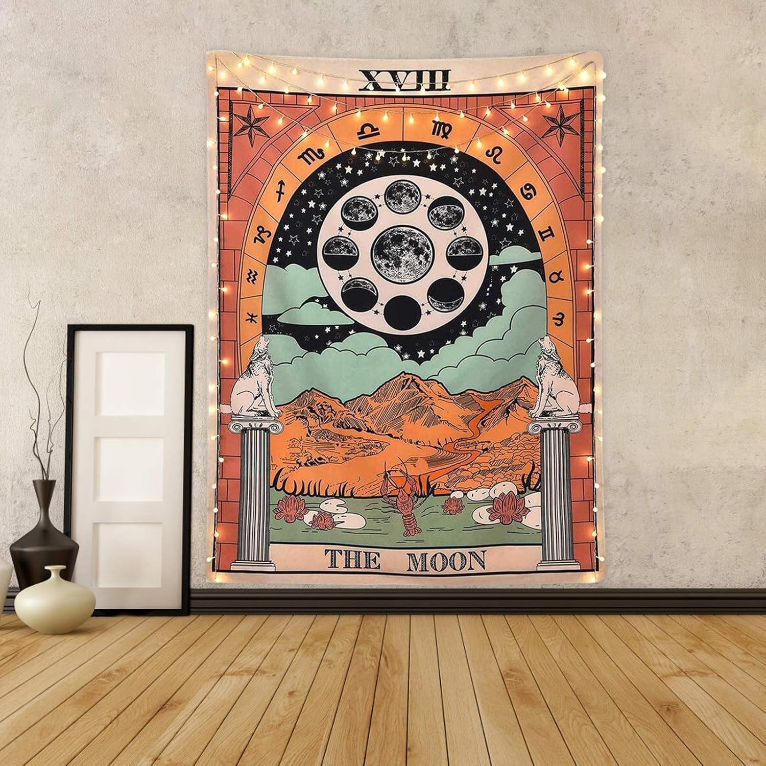 Tarot Tapestry The Moon Tarot Card Tapestry Medieval Europe Mysterious Tapestries with Seamless Nails for Room Home Decor Small: Everything Else