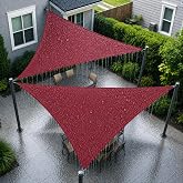 DAWNOVO Waterproof Sun Shade Sail Triangle 16'x16'x16' for Patio, Red | High-Density Polyester Sun Shade Canopy, 95% UV Block Sun Protection for Patio Deck Backyard Pergola, Custom Size Available