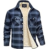 MAGNIVIT Mens Flannel Plaid Shirts Fleece Warm Winter Coat Sherpa Lining Jackets Soft Thickened Outwear Casual Outdoor Travel
