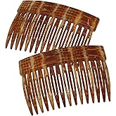 Camila Paris CP2943 French Hair Side Comb, 3 inch Small Brown, French Twist Hair Combs Decorative, Strong Hold Hair Clips for Women Bun Chignon Up-Do Styling Girls Hair Accessories, Made in France