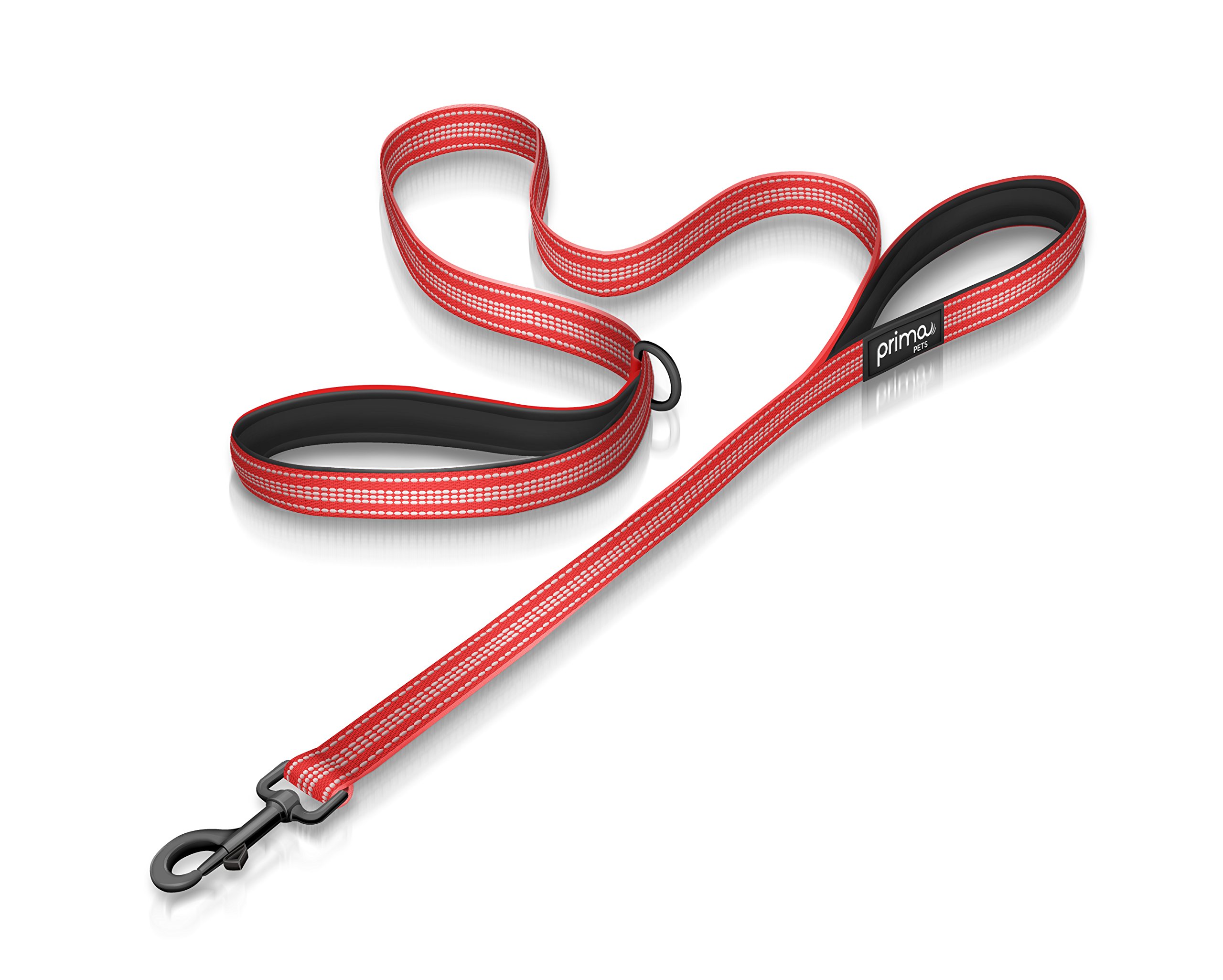 Reflective 120 cm Nylon Dog Lead with Padded Double Handles, Heavy Duty with Thick Neoprene Dual Handles for Control Safety Training Durable Traffic Handle, 2 Handles (MEDIUM – 2 cm Width, RED)