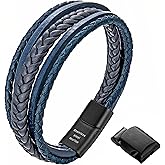 murtoo Mens Leather Bracelet with Clasp Cowhide Multi-Layer Braided Leather Mens Bracelet
