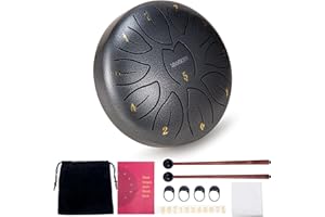 VixxNoxx Rain Chime Tongue Drum, 6 Inches 11 Notes Steel Handpan for Drumming, Meditation Sound Bowl, Echo Ethereal Drum, Chakra Percussion, Musical Instruments for Outside Garden (Silver Grey)