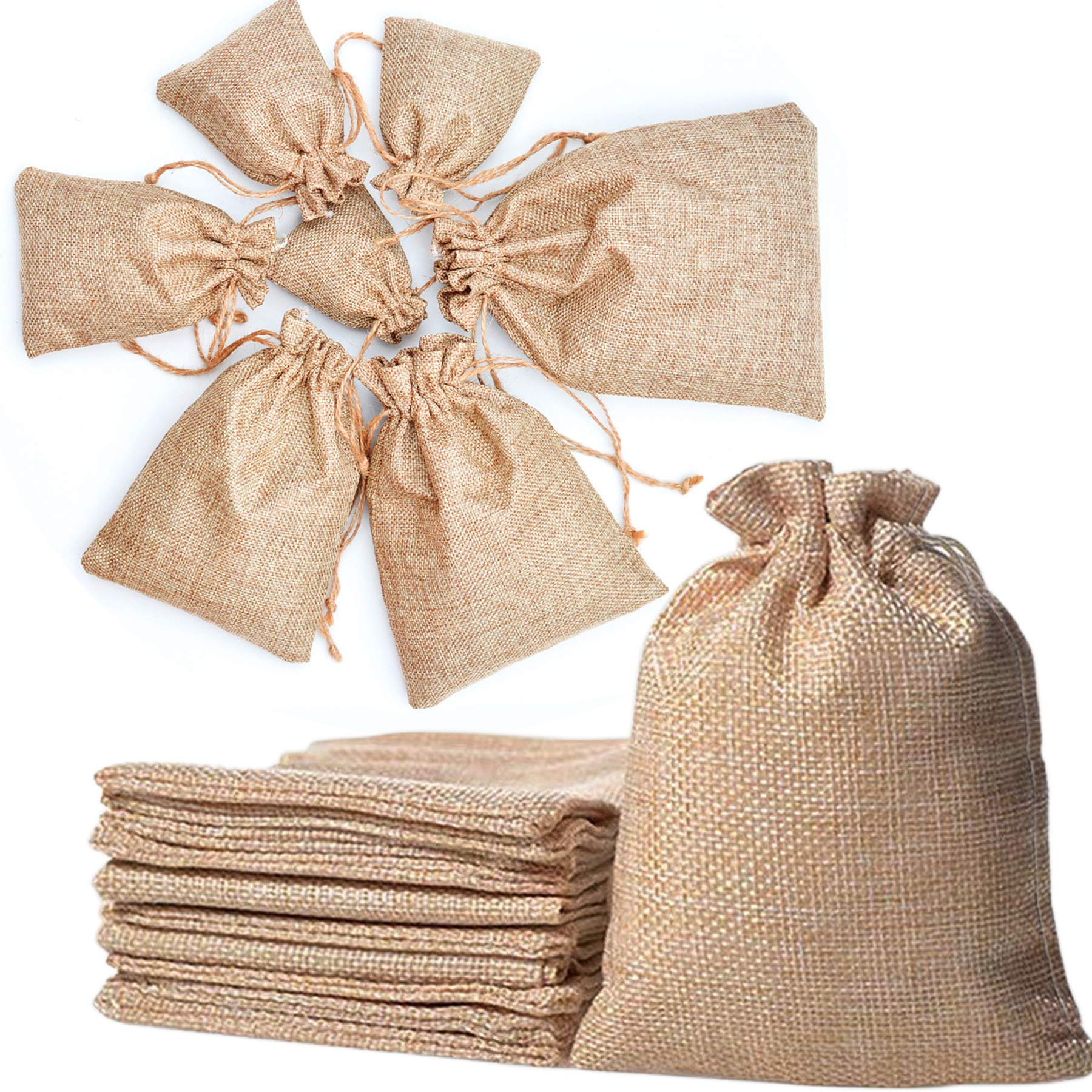 Kojoon Burlap Bags with Drawstring 50pc 13 * 18cm Jute Jewelry Pouch Wedding Favor Gift Bags