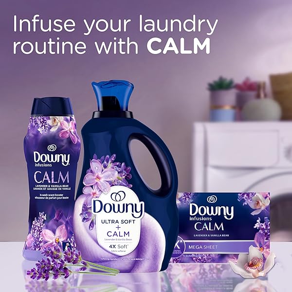 DOWNY ULTRA SOFT FABRIC SOFTENER LIQUID, CALM, LAVENDER AND VANILLA BEAN, 56 FL OZ, 83 LOADS