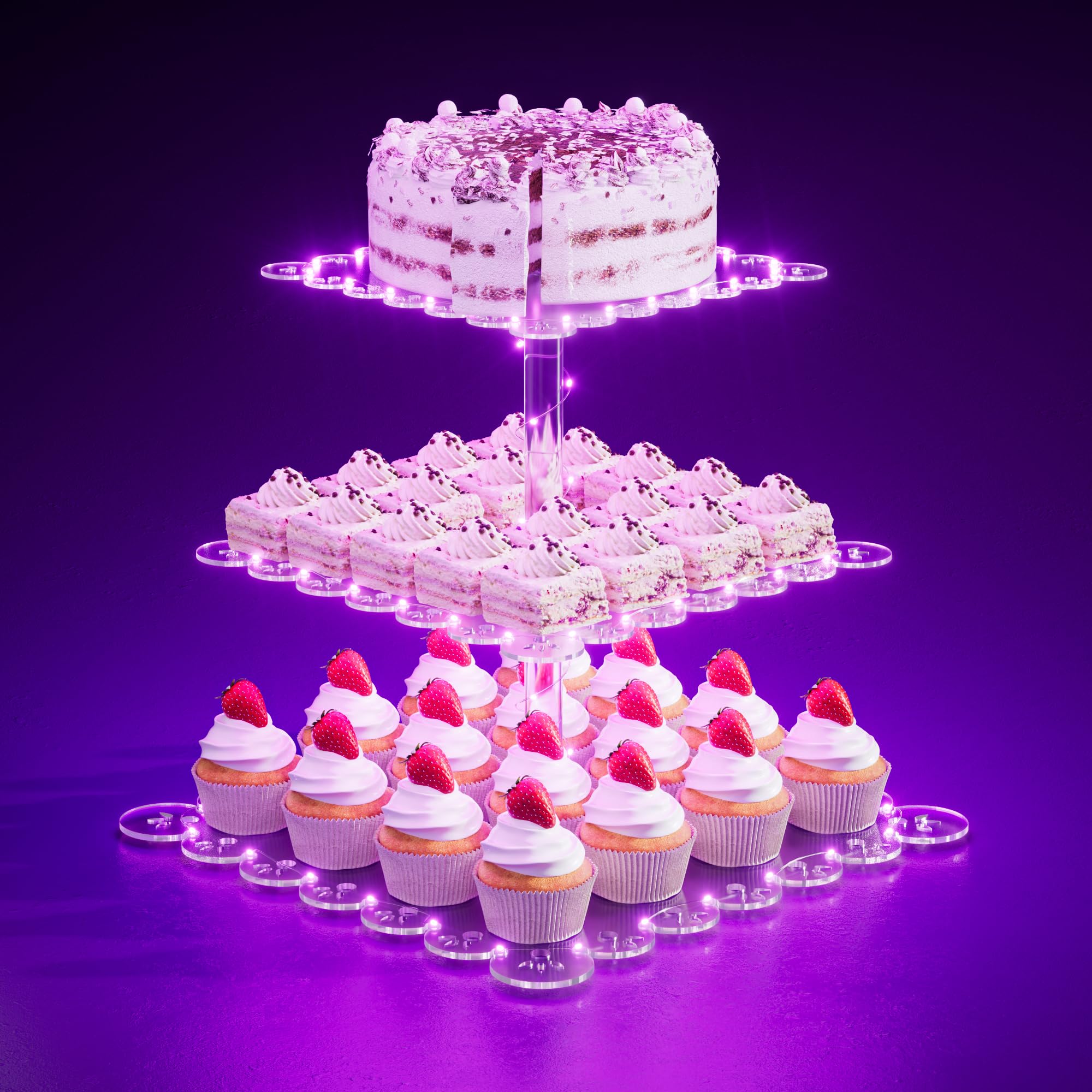 PinCute Acrylic Cupcake Stand, 3 Tier Cupcake Tower
