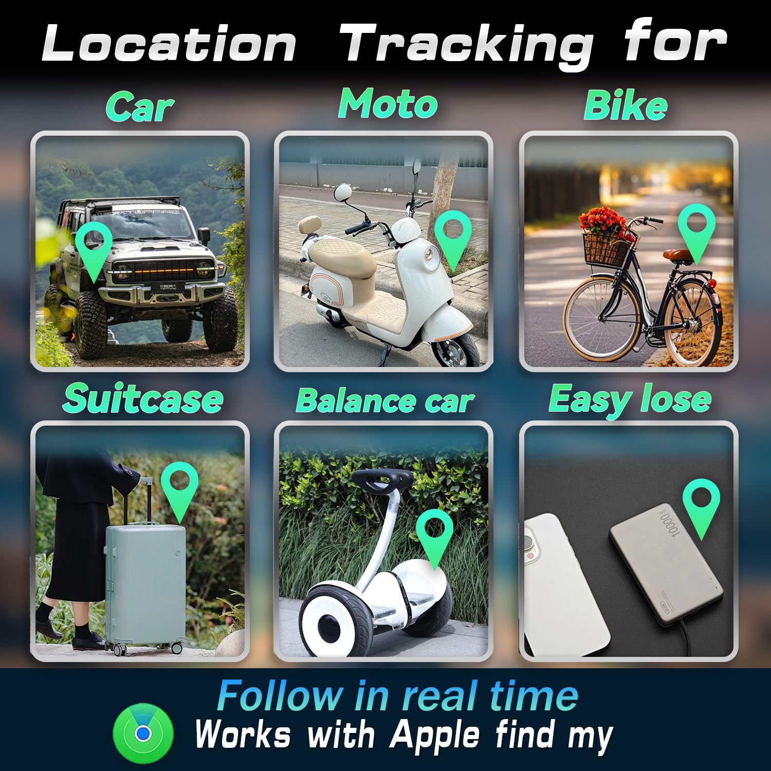 GPS Tracker for Vehicles Mini Real-Time Magnetic Tracking Device Weatherproof Case No Monthly Fee Compatible with Apple Find My iOS Only Best Hidden Car Tracker for Full Global Coverage