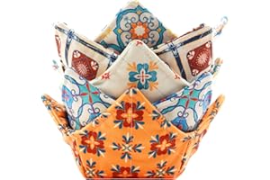 ROGITU Cotton Microwavable Bowl Cozy, Microwave Bowl Holders, Bowl Snuggies, Microwave-Safe Hot Bowl Holders, Soup Bowl Cozy Bowl Hot Pads Hot Heat Proof Plate Holder Pot Holders for Bowls (V)