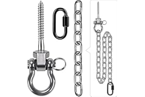 BeneLabel Heavy Duty Swing Hook and Chain Kit for Hammock Chair, Wood Screw Bracket for Indoor Outdoor Hanging Chair, 1000LB Capacity