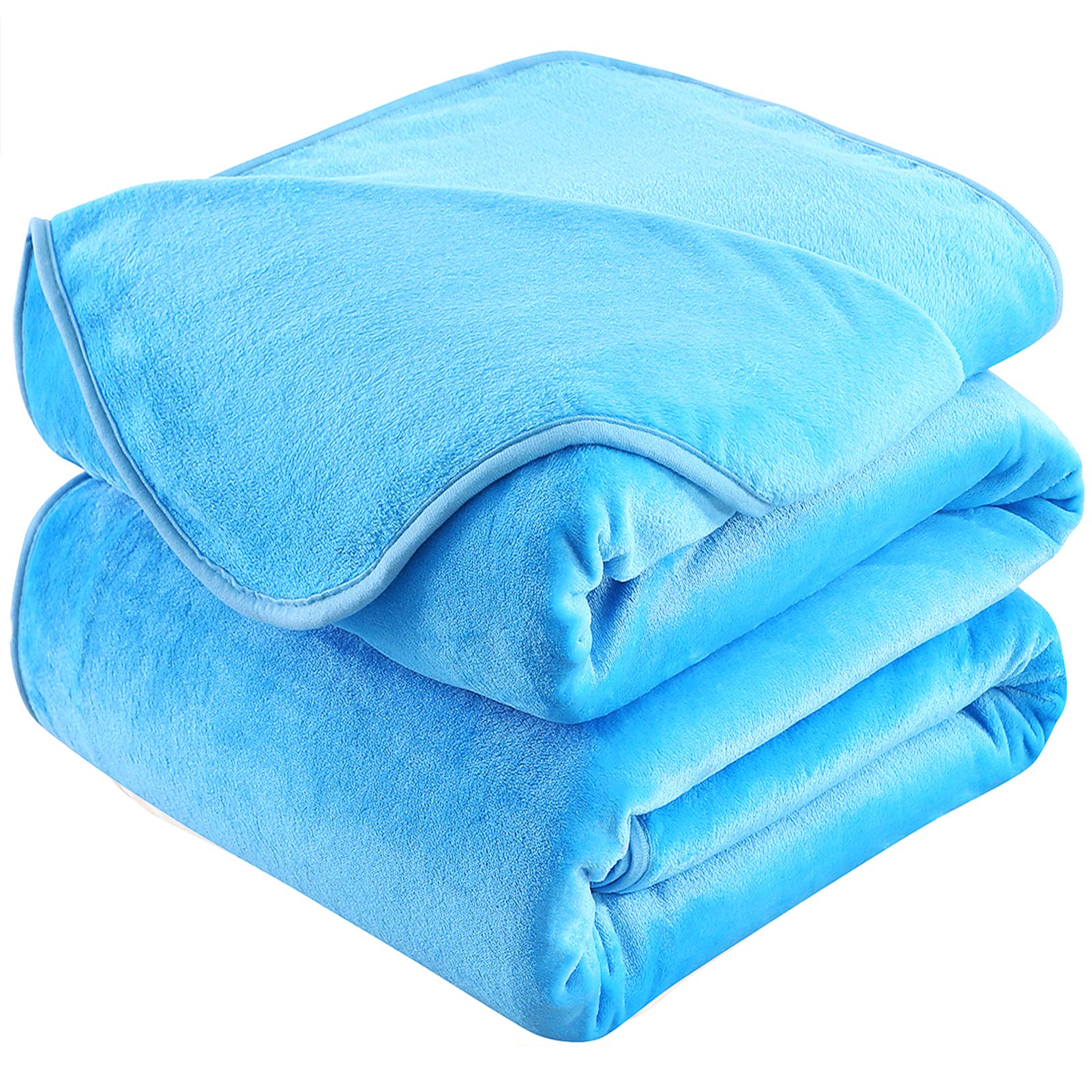 HOZY Thick Fleece Blanket, 150 x 200 cm, Sky Blue, Soft and Warm, Bedspread and Flannel Sofa Blanket, Reversible Double Sided