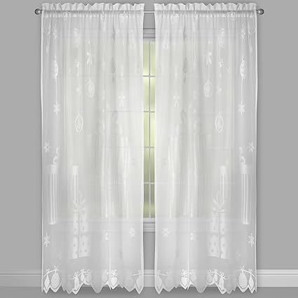Amazon Com Nantucket Home Christmas Lace Scalloped Window Panel