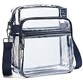 LATMAP Clear Bag for Stadium Events 12x6x12 Clear Purse with 3-Zipper Pockets Crossbody Handbag Tote for Concerts Sports
