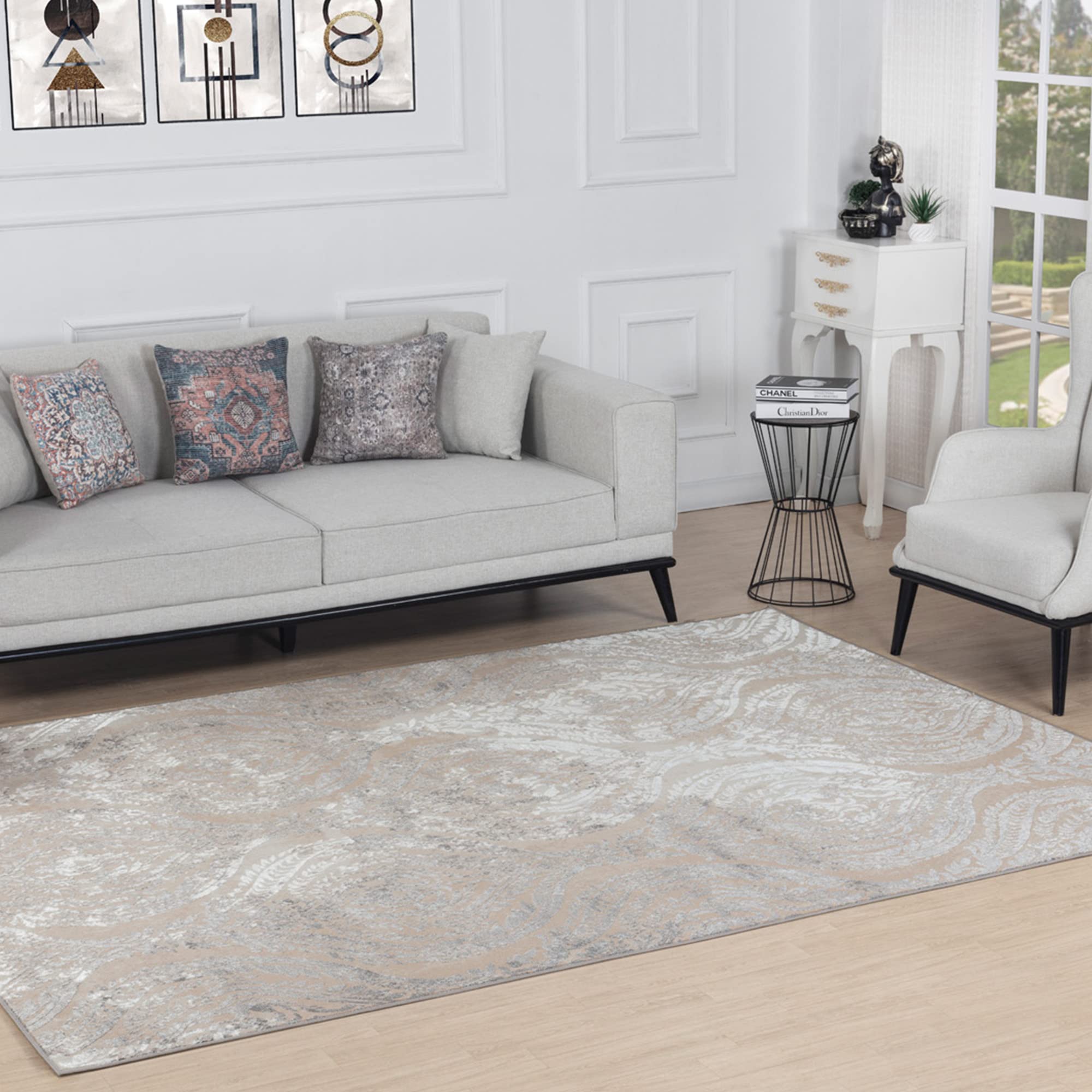 Livabliss Meknes Vintage Rug - Hallway Runner Rugs Living Room 80x150 cm - Scandi Neutral Rug, Traditional Patterned Boho Style, Natural Easy Care Pile - Hallway Runners, Beige and White