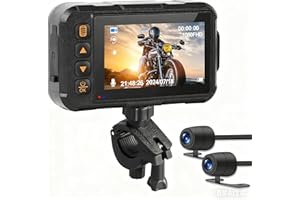 SIXWIN Motorcycle Dash Cam, 3" Screen Motorbike Camera Front and Rear Dual Lens Waterproof Motorcycle Video Driving Recorder Camera with Light Vision, G-Sensor, Dashcam, Loop Recording
